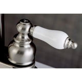 Victorian FB7628PL Two-Handle 3-Hole Deck Mount 4" Centerset Bathroom Faucet with Plastic Pop-Up, Brushed Nickel