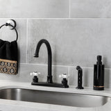 Victorian FB7790PXSP Two-Handle 4-Hole Deck Mount 8" Centerset Kitchen Faucet with Side Sprayer, Matte Black