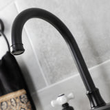 Victorian FB7790PXSP Two-Handle 4-Hole Deck Mount 8" Centerset Kitchen Faucet with Side Sprayer, Matte Black