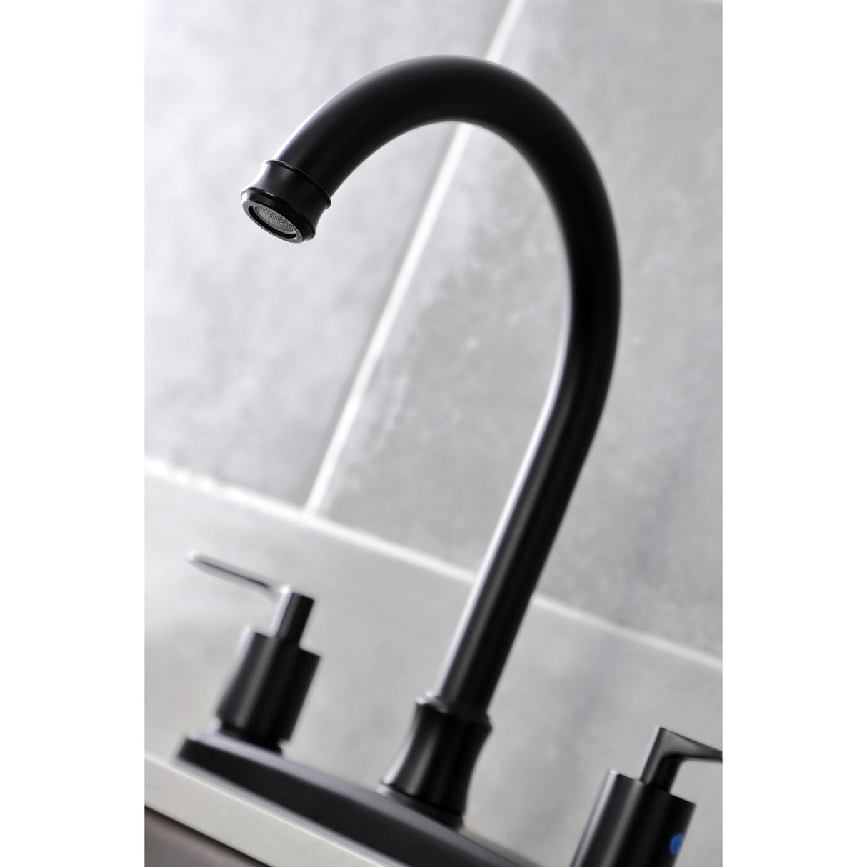 Serena FB7790SVLSP Two-Handle 4-Hole Deck Mount 8" Centerset Kitchen Faucet with Side Sprayer, Matte Black