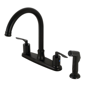 Serena FB7790SVLSP Two-Handle 4-Hole Deck Mount 8" Centerset Kitchen Faucet with Side Sprayer, Matte Black