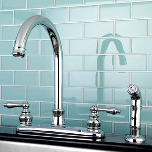 Victorian FB7791ALSP Two-Handle 4-Hole Deck Mount 8" Centerset Kitchen Faucet with Side Sprayer, Polished Chrome