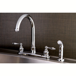 Victorian FB7791ALSP Two-Handle 4-Hole Deck Mount 8" Centerset Kitchen Faucet with Side Sprayer, Polished Chrome