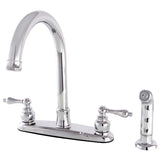 Victorian FB7791ALSP Two-Handle 4-Hole Deck Mount 8" Centerset Kitchen Faucet with Side Sprayer, Polished Chrome