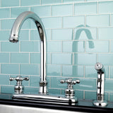 Victorian FB7791AXSP Two-Handle 4-Hole Deck Mount 8" Centerset Kitchen Faucet with Side Sprayer, Polished Chrome