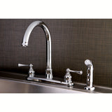 Vintage FB7791BLSP Two-Handle 4-Hole Deck Mount 8" Centerset Kitchen Faucet with Side Sprayer, Polished Chrome