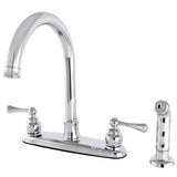 Vintage FB7791BLSP Two-Handle 4-Hole Deck Mount 8" Centerset Kitchen Faucet with Side Sprayer, Polished Chrome
