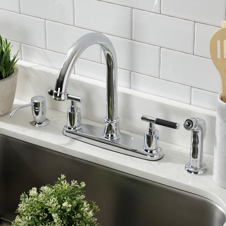 Kaiser FB7791CKLSP Two-Handle 4-Hole Deck Mount 8" Centerset Kitchen Faucet with Side Sprayer, Polished Chrome
