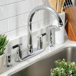 Kaiser FB7791CKLSP Two-Handle 4-Hole Deck Mount 8" Centerset Kitchen Faucet with Side Sprayer, Polished Chrome