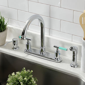 Kaiser FB7791CKLSP Two-Handle 4-Hole Deck Mount 8" Centerset Kitchen Faucet with Side Sprayer, Polished Chrome