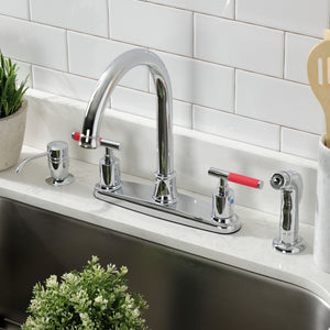 Kaiser FB7791CKLSP Two-Handle 4-Hole Deck Mount 8" Centerset Kitchen Faucet with Side Sprayer, Polished Chrome