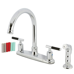 Kaiser FB7791CKLSP Two-Handle 4-Hole Deck Mount 8" Centerset Kitchen Faucet with Side Sprayer, Polished Chrome