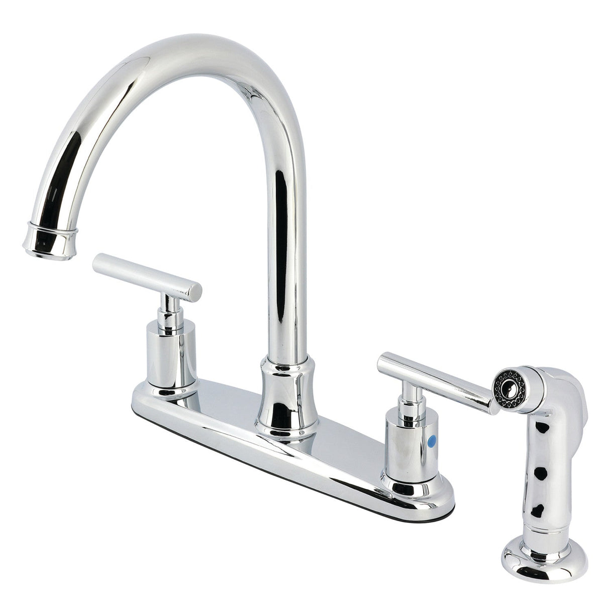 Manhattan FB7791CMLSP Two-Handle 2-Hole Deck Mount 8" Centerset Kitchen Faucet, Polished Chrome