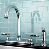 Royale FB7791FLSP Two-Handle 4-Hole Deck Mount 8" Centerset Kitchen Faucet with Side Sprayer, Polished Chrome