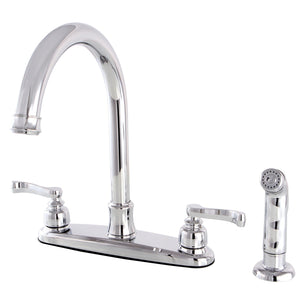 Royale FB7791FLSP Two-Handle 4-Hole Deck Mount 8" Centerset Kitchen Faucet with Side Sprayer, Polished Chrome