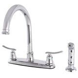 Jamestown FB7791JLSP Two-Handle 4-Hole Deck Mount 8" Centerset Kitchen Faucet with Side Sprayer, Polished Chrome