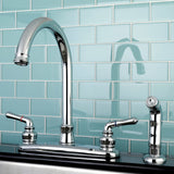 Naples FB7791NMLSP Two-Handle 4-Hole Deck Mount 8" Centerset Kitchen Faucet with Side Sprayer, Polished Chrome