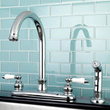 Victorian FB7791PLSP Two-Handle 4-Hole Deck Mount 8" Centerset Kitchen Faucet with Side Sprayer, Polished Chrome