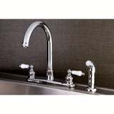 Victorian FB7791PLSP Two-Handle 4-Hole Deck Mount 8" Centerset Kitchen Faucet with Side Sprayer, Polished Chrome