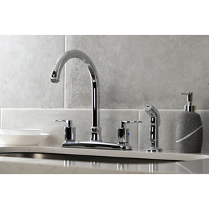 Serena FB7791SVLSP Two-Handle 4-Hole Deck Mount 8" Centerset Kitchen Faucet with Side Sprayer, Polished Chrome