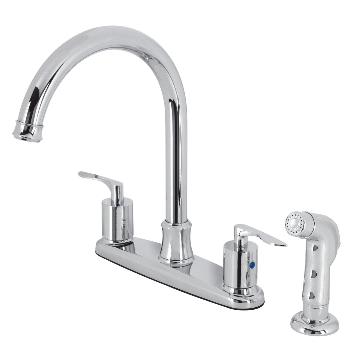 Serena FB7791SVLSP Two-Handle 4-Hole Deck Mount 8" Centerset Kitchen Faucet with Side Sprayer, Polished Chrome