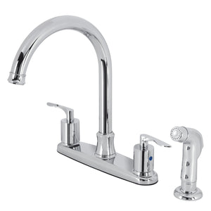Serena FB7791SVLSP Two-Handle 4-Hole Deck Mount 8" Centerset Kitchen Faucet with Side Sprayer, Polished Chrome