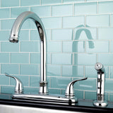 Yosemite FB7791YLSP Two-Handle 4-Hole Deck Mount 8" Centerset Kitchen Faucet with Side Sprayer, Polished Chrome