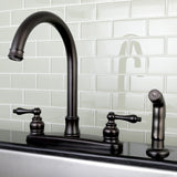 Victorian FB7795ALSP Two-Handle 4-Hole Deck Mount 8" Centerset Kitchen Faucet with Side Sprayer, Oil Rubbed Bronze