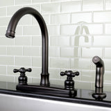 Victorian FB7795AXSP Two-Handle 4-Hole Deck Mount 8" Centerset Kitchen Faucet with Side Sprayer, Oil Rubbed Bronze