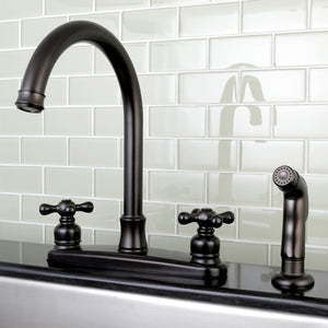 Victorian FB7795AXSP Two-Handle 4-Hole Deck Mount 8" Centerset Kitchen Faucet with Side Sprayer, Oil Rubbed Bronze