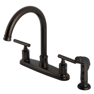 Manhattan FB7795CMLSP Two-Handle 2-Hole Deck Mount 8" Centerset Kitchen Faucet, Oil Rubbed Bronze