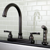 Royale FB7795FLSP Two-Handle 4-Hole Deck Mount 8" Centerset Kitchen Faucet with Side Sprayer, Oil Rubbed Bronze