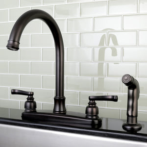 Royale FB7795FLSP Two-Handle 4-Hole Deck Mount 8" Centerset Kitchen Faucet with Side Sprayer, Oil Rubbed Bronze