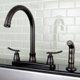 Jamestown FB7795JLSP Two-Handle 4-Hole Deck Mount 8" Centerset Kitchen Faucet with Side Sprayer, Oil Rubbed Bronze
