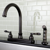 NuWave French FB7795NFLSP Two-Handle 4-Hole Deck Mount 8" Centerset Kitchen Faucet with Side Sprayer, Oil Rubbed Bronze