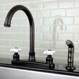 Victorian FB7795PXSP Two-Handle 4-Hole Deck Mount 8" Centerset Kitchen Faucet with Side Sprayer, Oil Rubbed Bronze