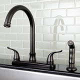 Yosemite FB7795YLSP Two-Handle 4-Hole Deck Mount 8" Centerset Kitchen Faucet with Side Sprayer, Oil Rubbed Bronze