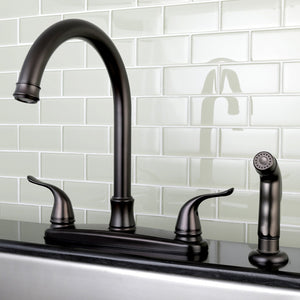 Yosemite FB7795YLSP Two-Handle 4-Hole Deck Mount 8" Centerset Kitchen Faucet with Side Sprayer, Oil Rubbed Bronze