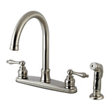 Victorian FB7798ALSP Two-Handle 4-Hole Deck Mount 8" Centerset Kitchen Faucet with Side Sprayer, Brushed Nickel