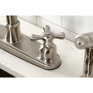 Victorian FB7798AXSP Two-Handle 4-Hole Deck Mount 8" Centerset Kitchen Faucet with Side Sprayer, Brushed Nickel