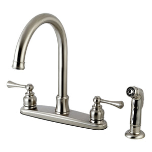 Vintage FB7798BLSP Two-Handle 4-Hole Deck Mount 8" Centerset Kitchen Faucet with Side Sprayer, Brushed Nickel