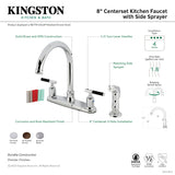 Kaiser FB7798CKLSP Two-Handle 4-Hole Deck Mount 8" Centerset Kitchen Faucet with Side Sprayer, Brushed Nickel