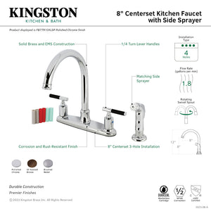 Kaiser FB7798CKLSP Two-Handle 4-Hole Deck Mount 8" Centerset Kitchen Faucet with Side Sprayer, Brushed Nickel