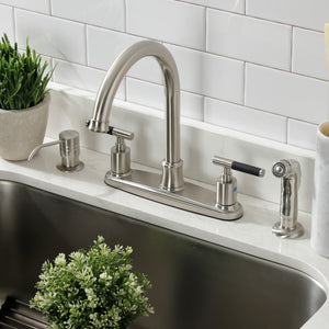Kaiser FB7798CKLSP Two-Handle 4-Hole Deck Mount 8" Centerset Kitchen Faucet with Side Sprayer, Brushed Nickel