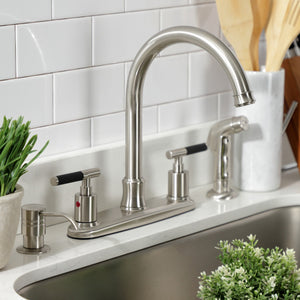 Kaiser FB7798CKLSP Two-Handle 4-Hole Deck Mount 8" Centerset Kitchen Faucet with Side Sprayer, Brushed Nickel