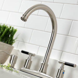 Kaiser FB7798CKLSP Two-Handle 4-Hole Deck Mount 8" Centerset Kitchen Faucet with Side Sprayer, Brushed Nickel