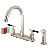 Kaiser FB7798CKLSP Two-Handle 4-Hole Deck Mount 8" Centerset Kitchen Faucet with Side Sprayer, Brushed Nickel