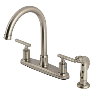 Manhattan FB7798CMLSP Two-Handle 2-Hole Deck Mount 8" Centerset Kitchen Faucet, Brushed Nickel