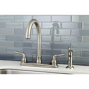 Naples FB7798NMLSP Two-Handle 4-Hole Deck Mount 8" Centerset Kitchen Faucet with Side Sprayer, Brushed Nickel