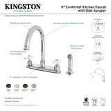 Victorian FB7798PXSP Two-Handle 4-Hole Deck Mount 8" Centerset Kitchen Faucet with Side Sprayer, Brushed Nickel